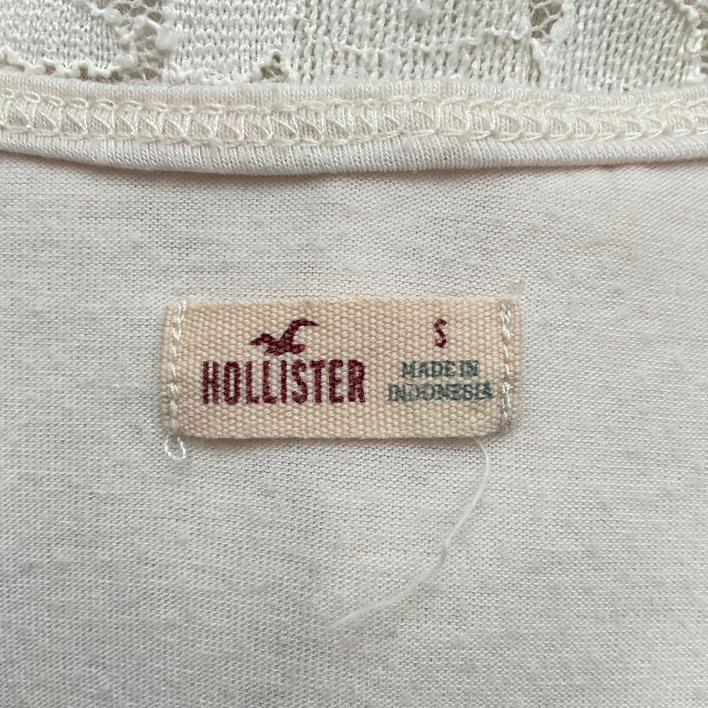 HOLLISTER Ivory Lace Layered Long Sleeve Top Sheer Flower Print S - Picture 4 of 4